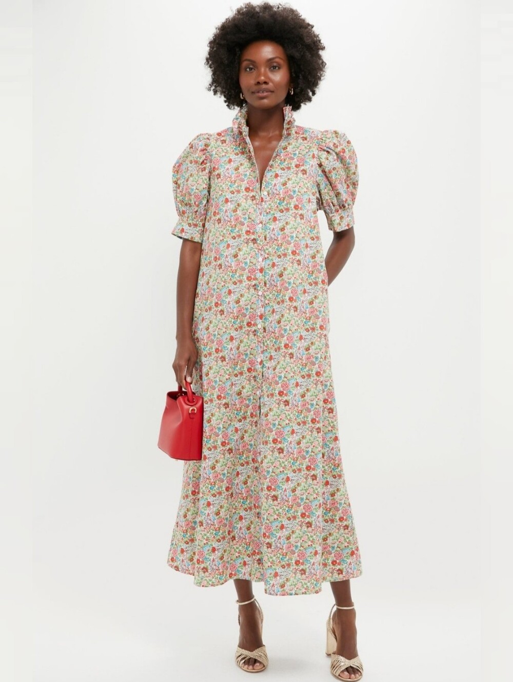 Tuckernuck Hyacinth House Red Floral Ruffle Collar Louisa Maxi Dress Large - Picture 2 of 16